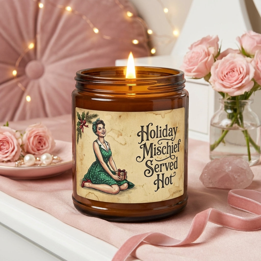 Holiday Mischief Served Hot | Pin-Up Christmas Candle