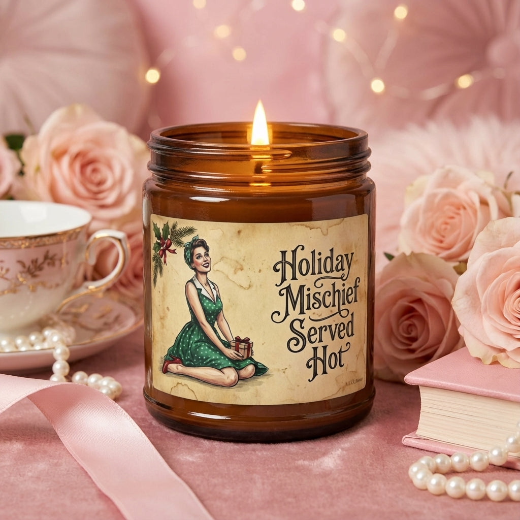 Holiday Mischief Served Hot | Pin-Up Christmas Candle