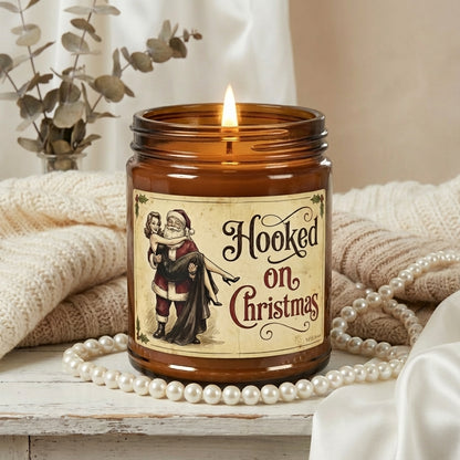 Hooked on Christmas | Playful Santa & Pin-Up Lady Candle